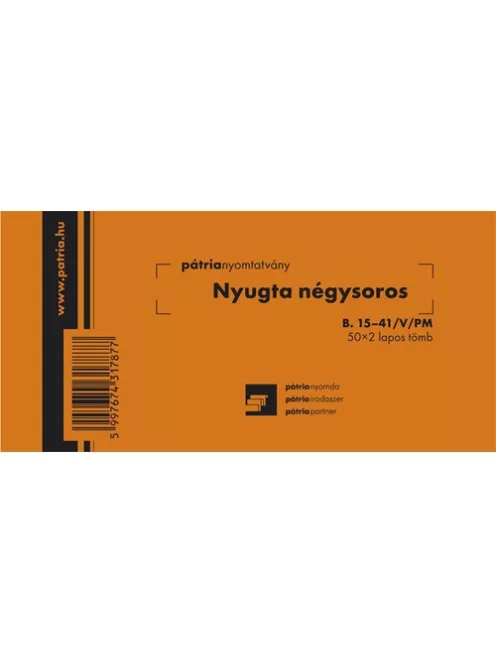 Pátria Nyomtatvány Nyugta (négysoros) 50x2 lapos tömb