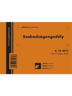   Pátria Nyomtatvány Szabadságengedély 50x2 lapos tömb A/6 fekvő