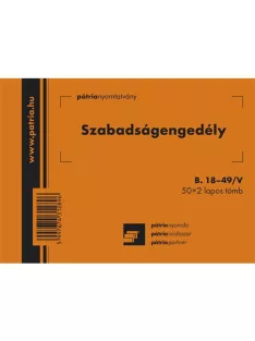   Pátria Nyomtatvány Szabadságengedély 50x2 lapos tömb A/6 fekvő