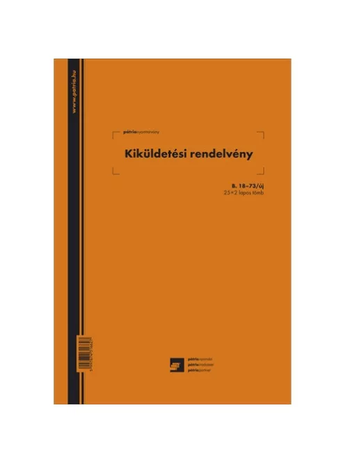 Pátria Nyomtatvány Kiküldetési rendelvény a hivatali, üzleti utazás költségtérítéshez 25x2 lapos tömb A/4 álló