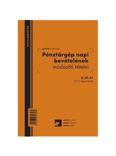   Pátria Nyomtatvány Pénztárgép napi bevételének módosító tételei 25x2 lapos tömb A/5 álló