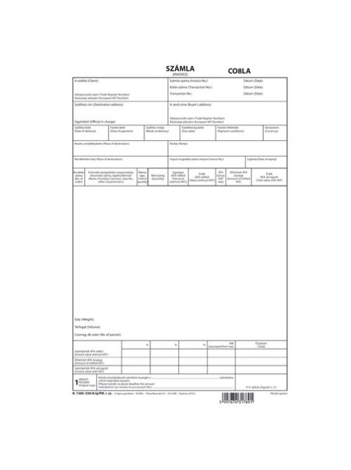 Pátria Nyomtatvány Deviza számla (INVOICE) 5 lapos garn.