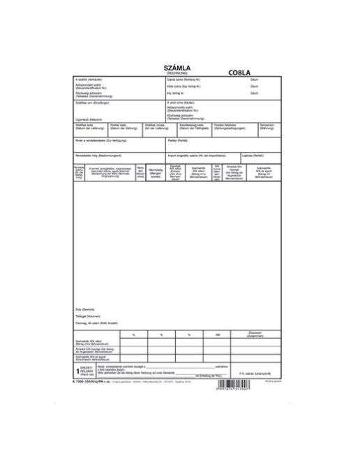 Pátria Nyomtatvány Deviza számla (RECHNUNG) 5 lapos garn.