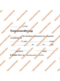   Pátria Nyomtatvány Üvegvisszaváltó jegy 100 lapos tömb 105x70 mm