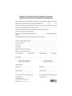   Pátria Nyomtatvány Engedély más tulajdonát képező szgk. használatára 2 lapos garnitúra A/4 álló