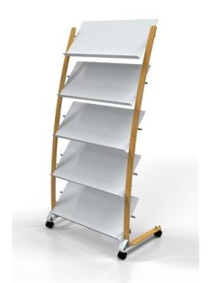 ALBA Katalógustartó, mobil, 5x3 rekeszes, ALBA, fa/fehér