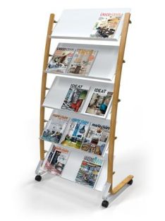 ALBA Katalógustartó, mobil, 5x3 rekeszes, ALBA, fa/fehér