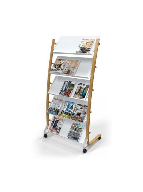 ALBA Katalógustartó, mobil, 5x3 rekeszes, ALBA, fa/fehér