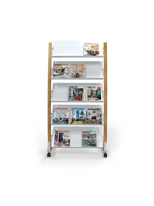 ALBA Katalógustartó, mobil, 5x3 rekeszes, ALBA, fa/fehér