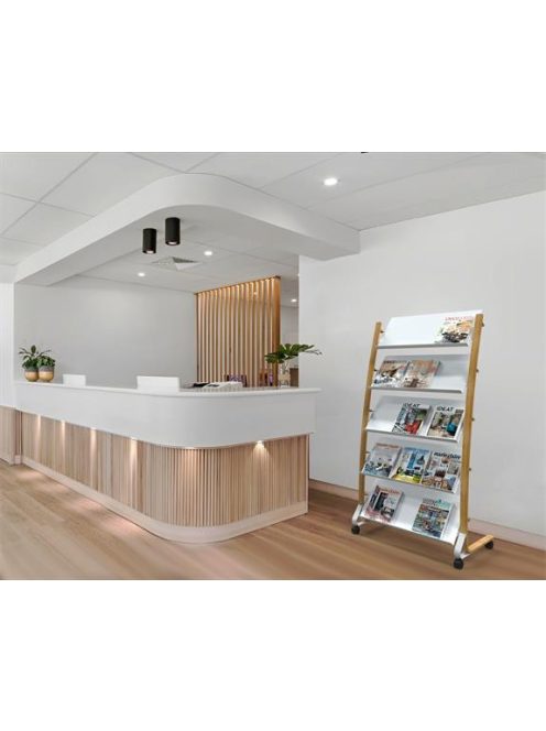 ALBA Katalógustartó, mobil, 5x3 rekeszes, ALBA, fa/fehér