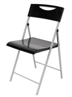   ALBA Összecsukható szék, fém és műanyag, ALBA "Smile", fekete