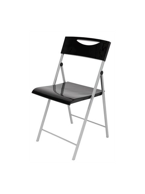 ALBA Összecsukható szék, fém és műanyag, ALBA "Smile", fekete