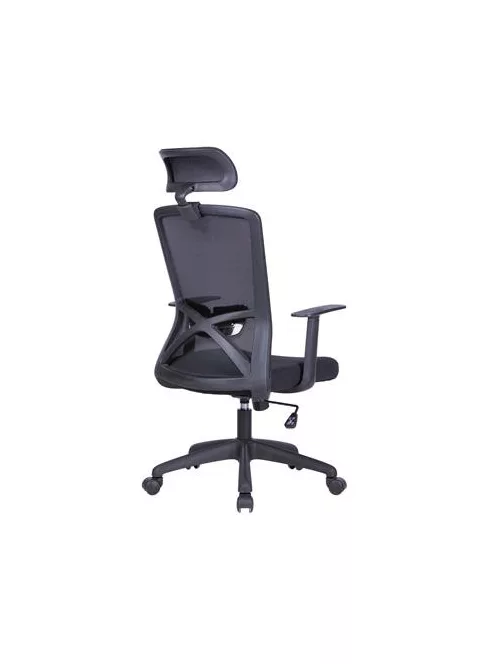 Irodai forgószék, szövetborítás, állítható dőlésszögű fejtámla, "Joy", fekete