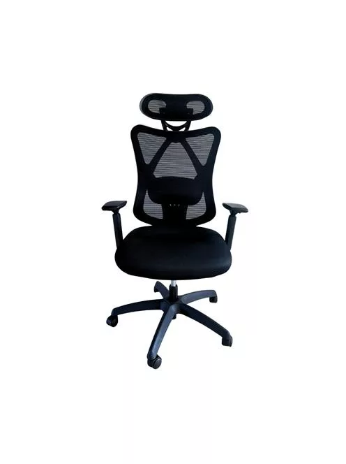 Irodai forgószék, szövetborítás, állítható dőlésszögű fejtámla, "Cope HU", fekete