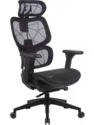 Irodai forgószék, hálós ülőlap és háttámla, fekete műanyag lábkereszt, "Humantech", fekete