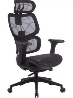  Irodai forgószék, hálós ülőlap és háttámla, fekete műanyag lábkereszt, "Humantech", fekete