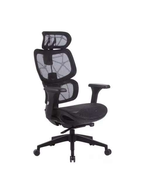 Irodai forgószék, hálós ülőlap és háttámla, fekete műanyag lábkereszt, "Humantech", fekete