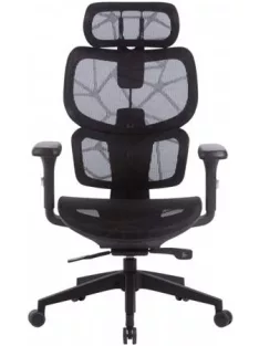   Irodai forgószék, hálós ülőlap és háttámla, fekete műanyag lábkereszt, "Humantech", fekete