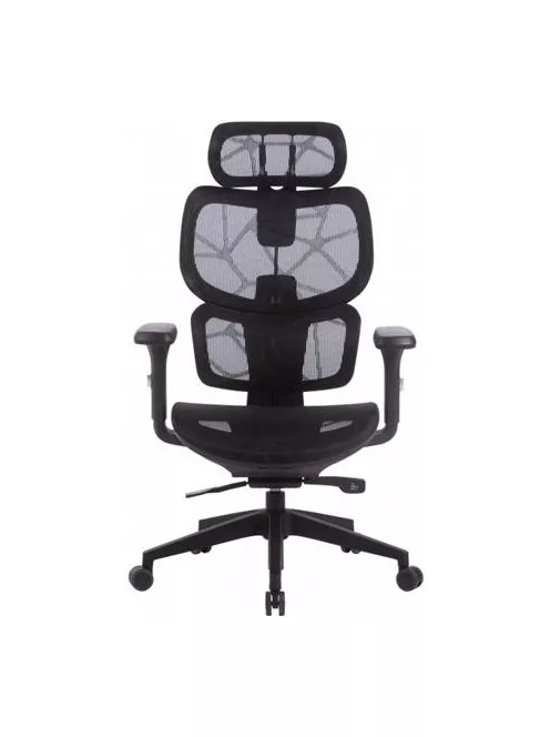 Irodai forgószék, hálós ülőlap és háttámla, fekete műanyag lábkereszt, "Humantech", fekete