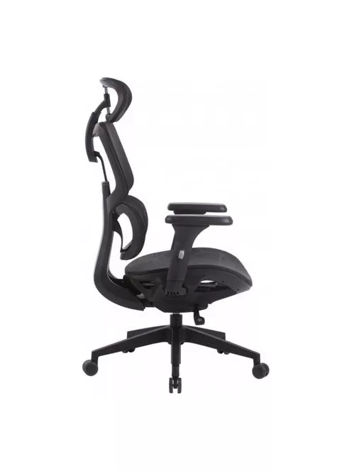 Irodai forgószék, hálós ülőlap és háttámla, fekete műanyag lábkereszt, "Humantech", fekete