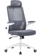 Irodai forgószék, szürke hálós háttámla, szürke szövetborítás, fehér műanyag váz és lábkererszt, "Mulberry"