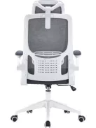 Irodai forgószék, szürke hálós háttámla, szürke szövetborítás, fehér műanyag váz és lábkererszt, "Mulberry"