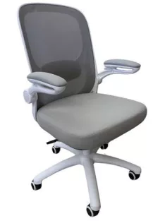   Irodai forgószék, szürke hálós háttámla, szövet ülőlap, fehér műanyag váz és lábkereszt,"Kea"