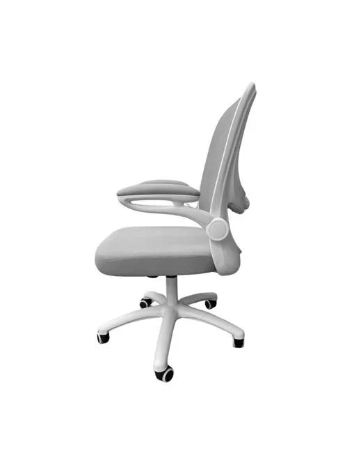 Irodai forgószék, szürke hálós háttámla, szövet ülőlap, fehér műanyag váz és lábkereszt,"Kea"