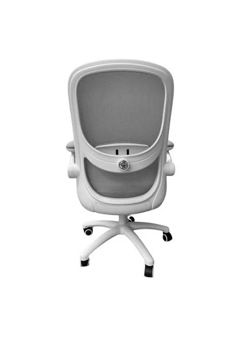 Irodai forgószék, szürke hálós háttámla, szövet ülőlap, fehér műanyag váz és lábkereszt,"Kea"