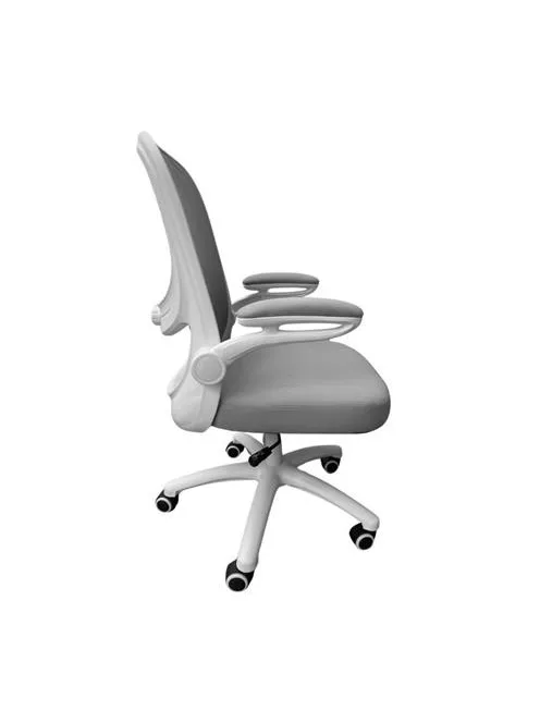 Irodai forgószék, szürke hálós háttámla, szövet ülőlap, fehér műanyag váz és lábkereszt,"Kea"