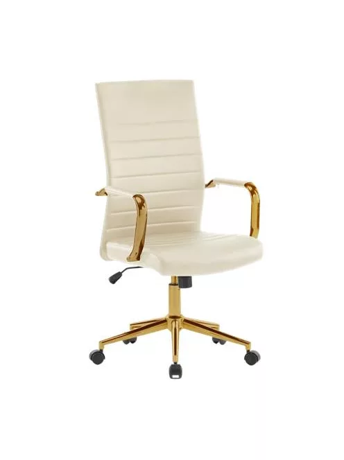 Irodai forgószék, textilbőr borítás, krómozott arany lábkereszt, "Golden 6", bézs