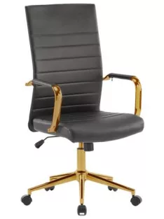   Irodai forgószék, textilbőr borítás, krómozott arany lábkereszt, "Golden 6", fekete