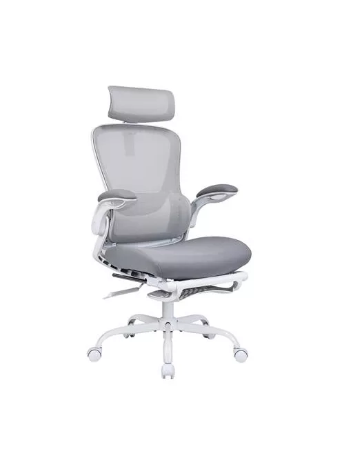 Főnöki szék, fejtámlával szövetborítás, hálós háttámla, "Bilberry", fehér