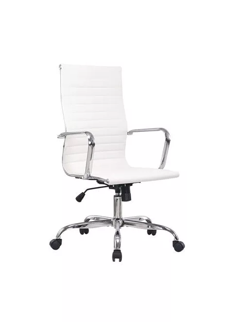 Irodai forgószék, textilbőrborítás, króm lábkereszt, 2 db/csomag, "Preston", fehér