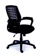 MAYAH Irodai szék, karfás, fekete szövetborítás, hálós háttámla, fekete lábkereszt, MAYAH "Smart"