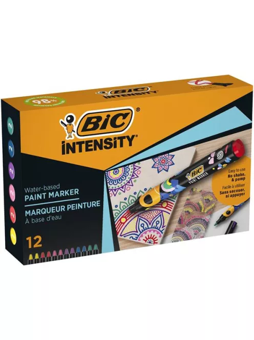 BIC Dekormarker készlet, 1,5 - 2,3 mm, BIC "Paint marker", 12 különböző élénk szín