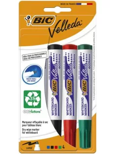   BIC Flipchart- és táblamarker készlet, 1,4 mm, kúpos, BIC" Velleda ecolutions", 4 különböző szín