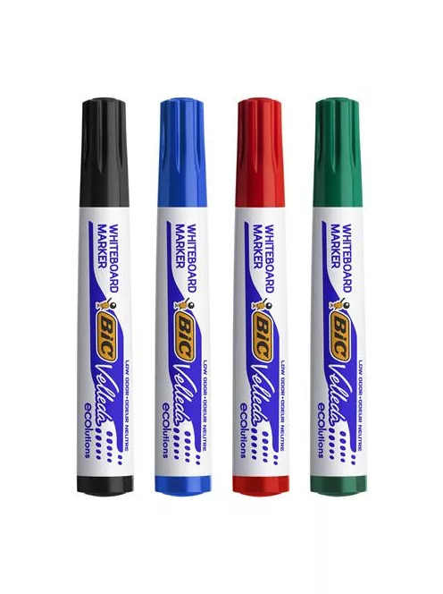 BIC Flipchart- és táblamarker készlet, 1,4 mm, kúpos, BIC" Velleda ecolutions", 4 különböző szín
