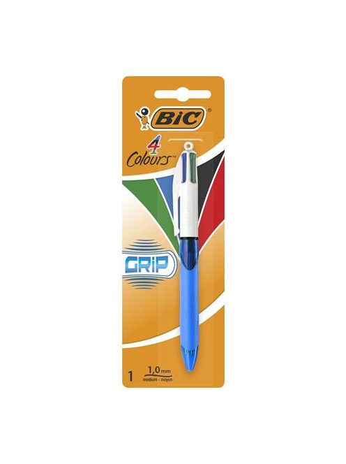 BIC Golyóstoll, 0,32 mm, nyomógombos, négyszínű, BIC "4 Colours Grip Original"