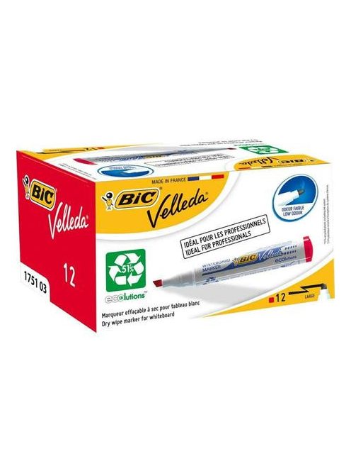 BIC Flipchart- és táblamarker, 1,1-5,6 mm, vágott, BIC "Velleda ecolutions", piros