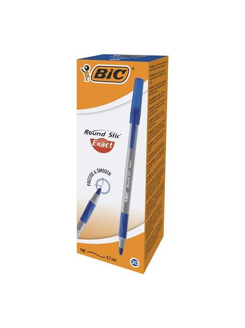 BIC Golyóstoll, 0,28 mm, kupakos, BIC "Round Stic Exact", kék