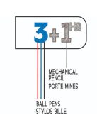 BIC Golyóstoll, háromszínű, nyomósirónnal egyben, BIC "4 Colours" + grafitbél