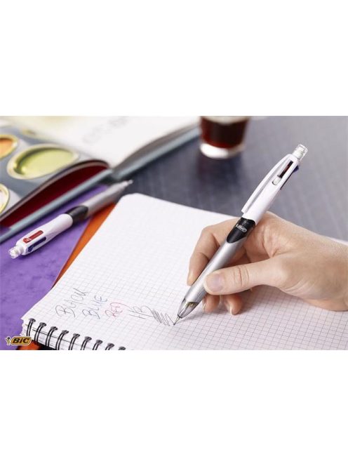 BIC Golyóstoll, háromszínű, nyomósirónnal egyben, BIC "4 Colours" + grafitbél