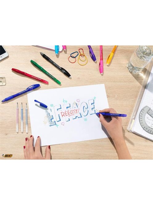 BIC Rollertoll, törölhető, 0,35 mm, kupakos, BIC "Gel-ocity Illusion", fekete