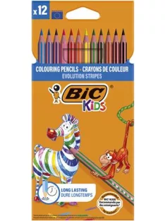   BIC Színes ceruza készlet, BIC KIDS "Evolution Stripes", 12 különböző szín