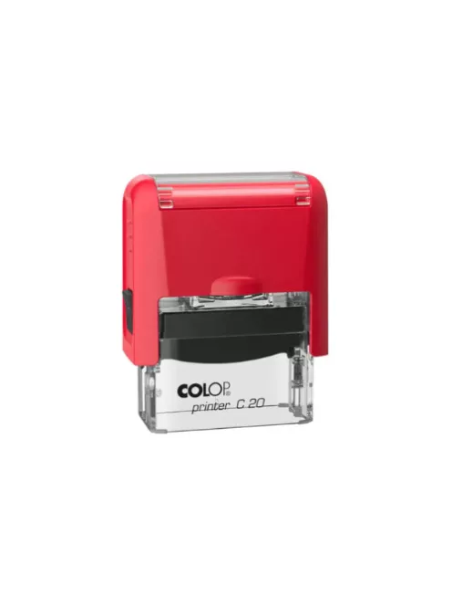 Colop Colop Szövegbélyegző Printer C20 piros átlátszó ház kék párnával 14x38 mm