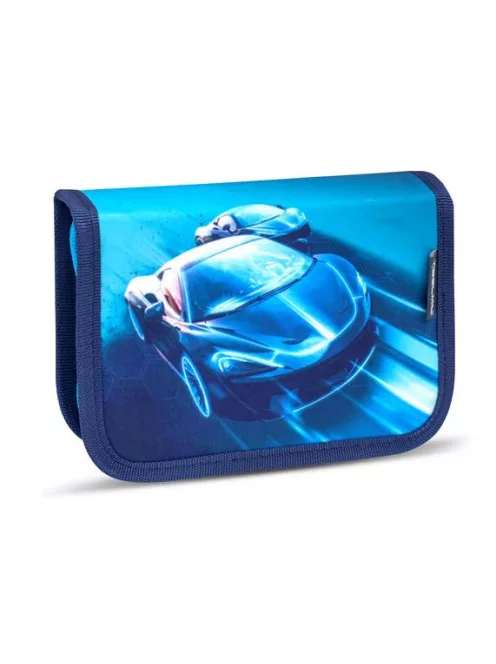 BELMIL Tolltartó, klapnis, cipzáras, BELMIL "Racing Blue Neon", kék, versenyautó