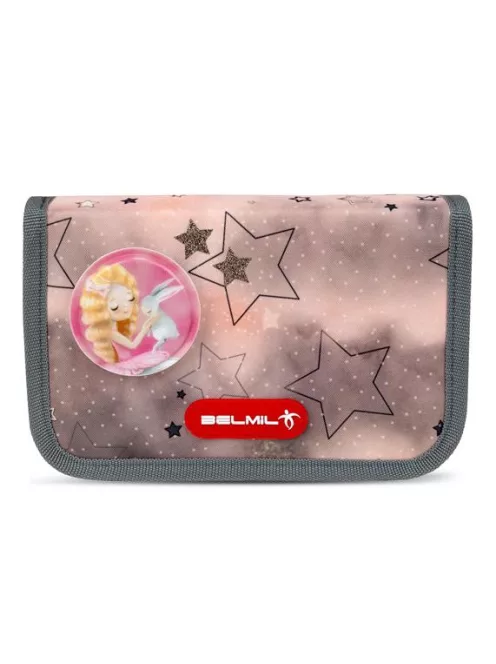 BELMIL Tolltartó, klapnis, cipzáras, BELMIL "Rose Ballet", szürke-rózsaszín, balerina