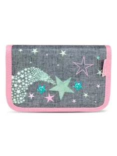   BELMIL Tolltartó, klapnis, cipzáras, BELMIL "Shine Bright", szürke-rózsaszín, csillagok