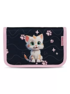   BELMIL Tolltartó, klapnis, cipzáras, BELMIL "Cute Kitten", fekete-rózsaszín, cica